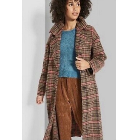 NWT Wild Fable Wool Blend Single Breasted Tweed Medium Weight midi Coat -large - Picture 3 of 15
